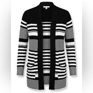 Cyrus Mixed-Stripe Open Front Cardigan